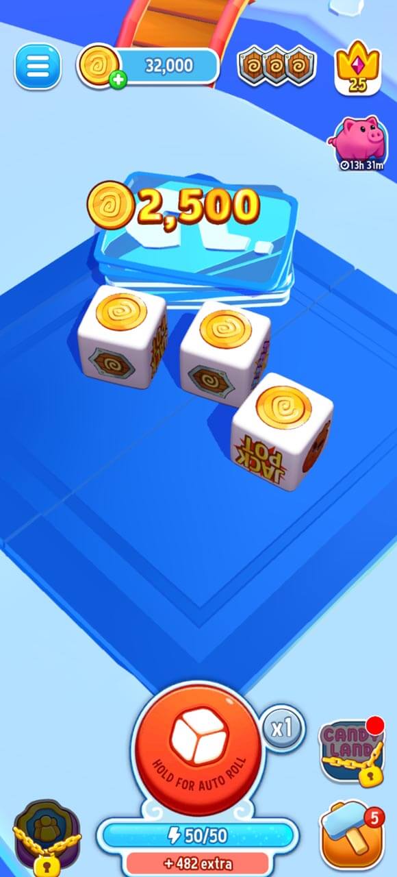 Use dice and roll on virtual board